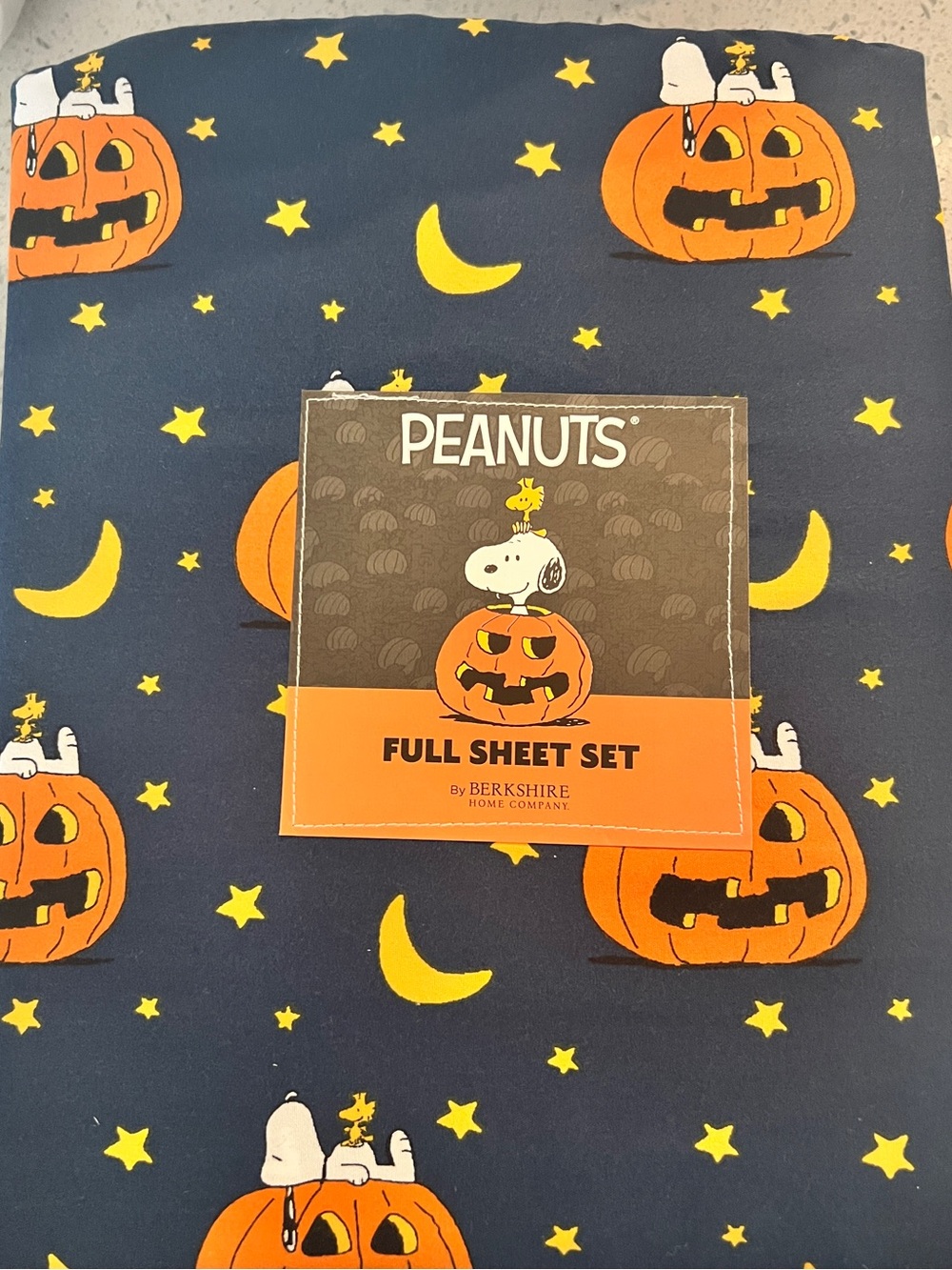 Peanuts Snoopy Pumpkin Sheet Set - Navy & Orange